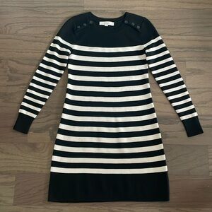 LOFT Black and White Striped Sweater Dress - Size XSP